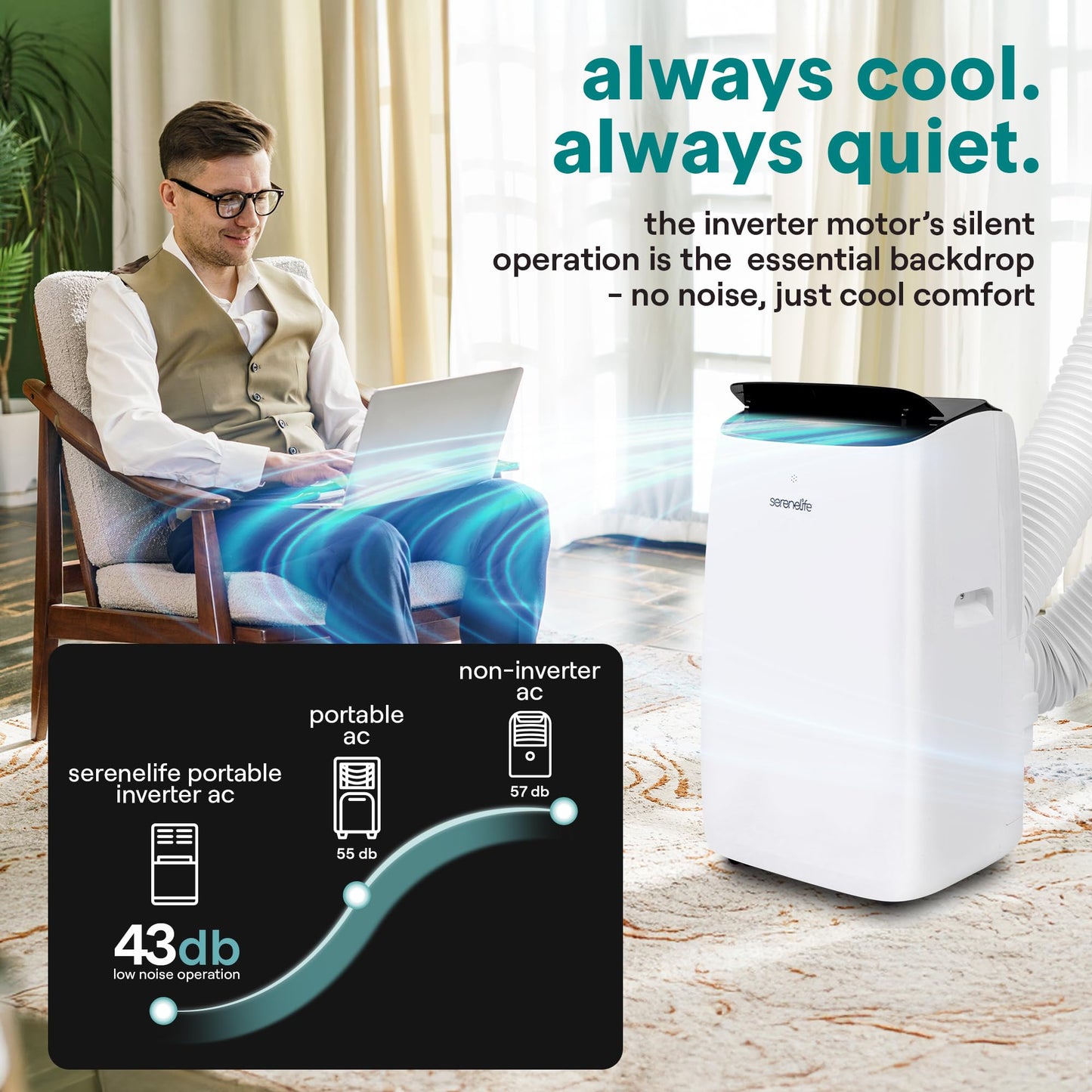 SereneLife 3-in-1 Portable Air Conditioner with Built-in Dehumidifier Function,Fan Mode, Remote Control, Complete Window Mount Exhaust Kit