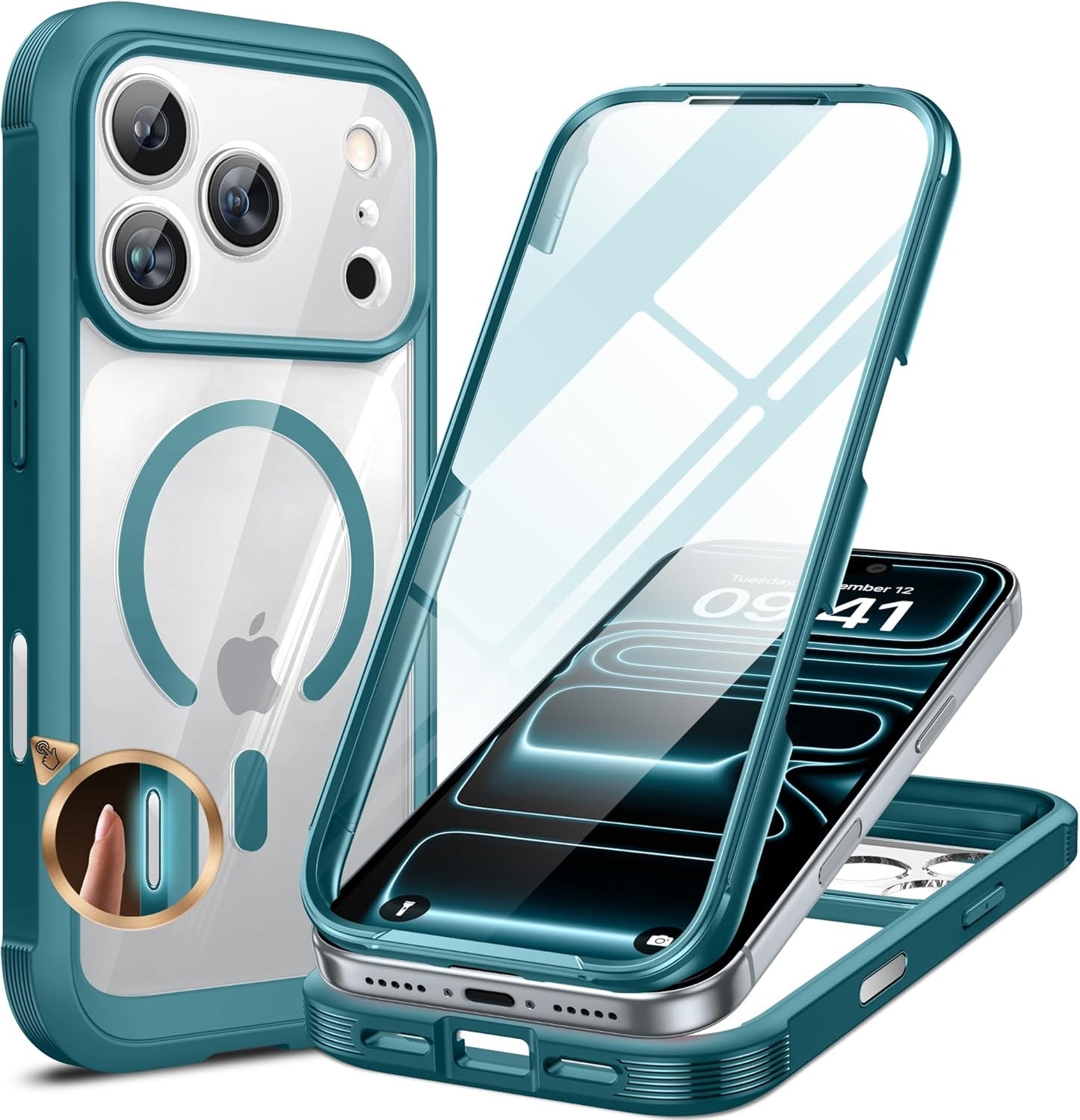 Miracase for iPhone 17e Case& iPhone 16e Case, Full-Body Phone with Built-in Glass Screen Protector, [Magnetic with MagSafe] Military Drop Proof 17 E/ 16 E Cover Bumper 6.1 inch, Black