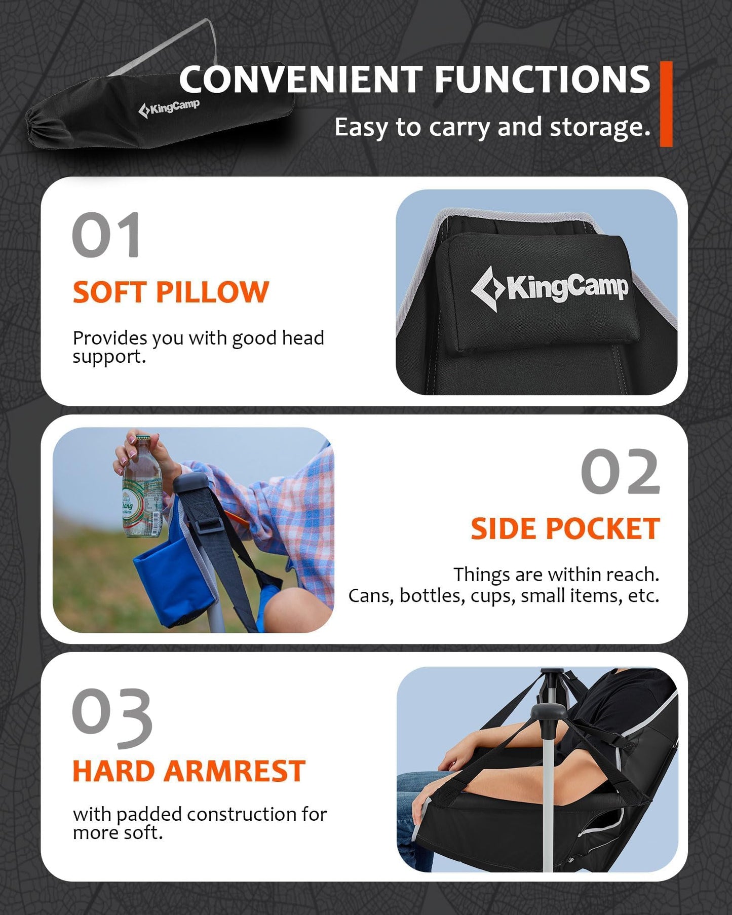 KingCamp Hammock Chair with Footrest – Heavy Duty Swinging Rocking Camping Chairs for Adults up to 400lbs, Folding Portable Oversized Rocker with Cup Holder & Pillow for Outdoor Beach Lawn RV Sports