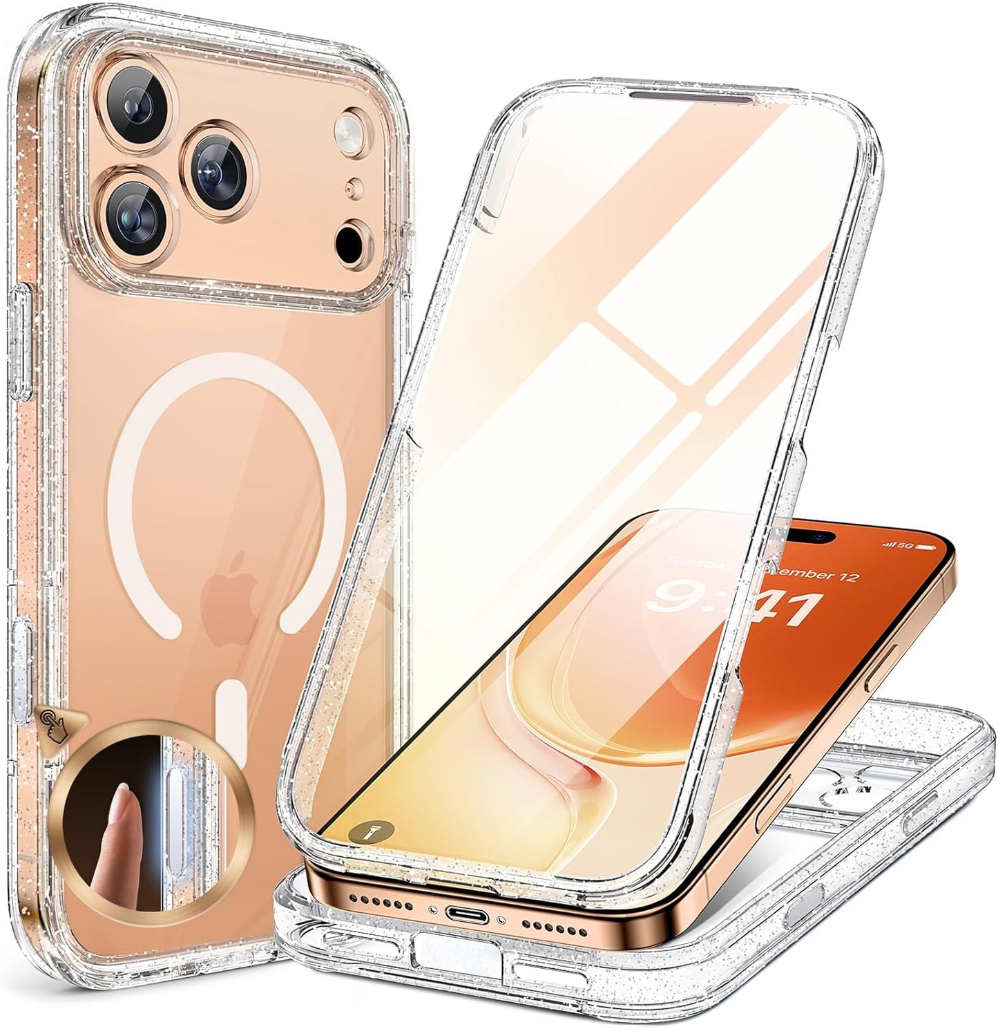 Miracase for iPhone 17e Case& iPhone 16e Case, Full-Body Phone with Built-in Glass Screen Protector, [Magnetic with MagSafe] Military Drop Proof 17 E/ 16 E Cover Bumper 6.1 inch, Black