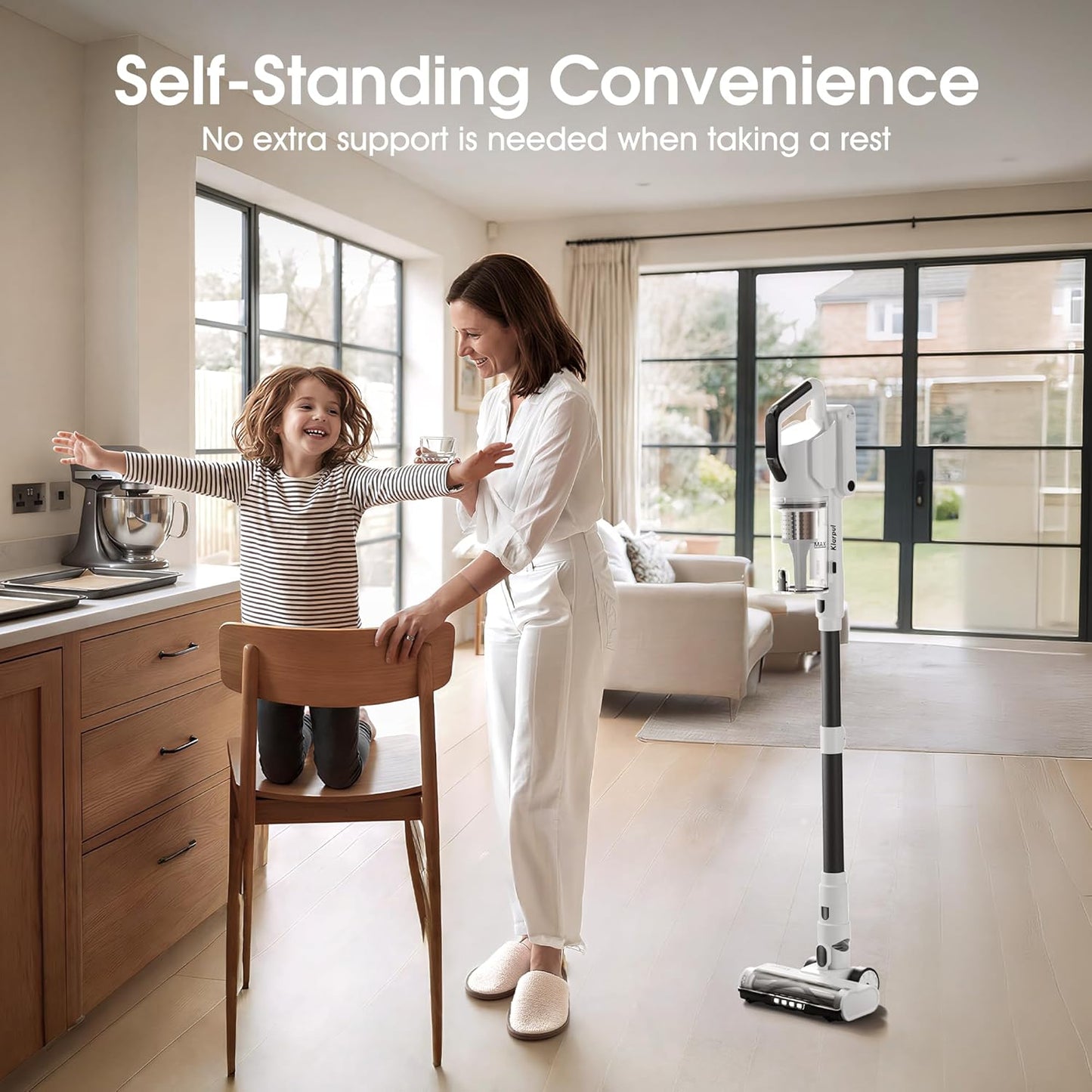 Cordless Vacuum Cleaner, Upgraded 650W 55KPA 70Mins Runtime Fast Charging Self-Standing Vacuum Cleaners for Home, LED Light Touch Screen Vacuum Cleaner Light Weight,for Pet Hair/Floor, White