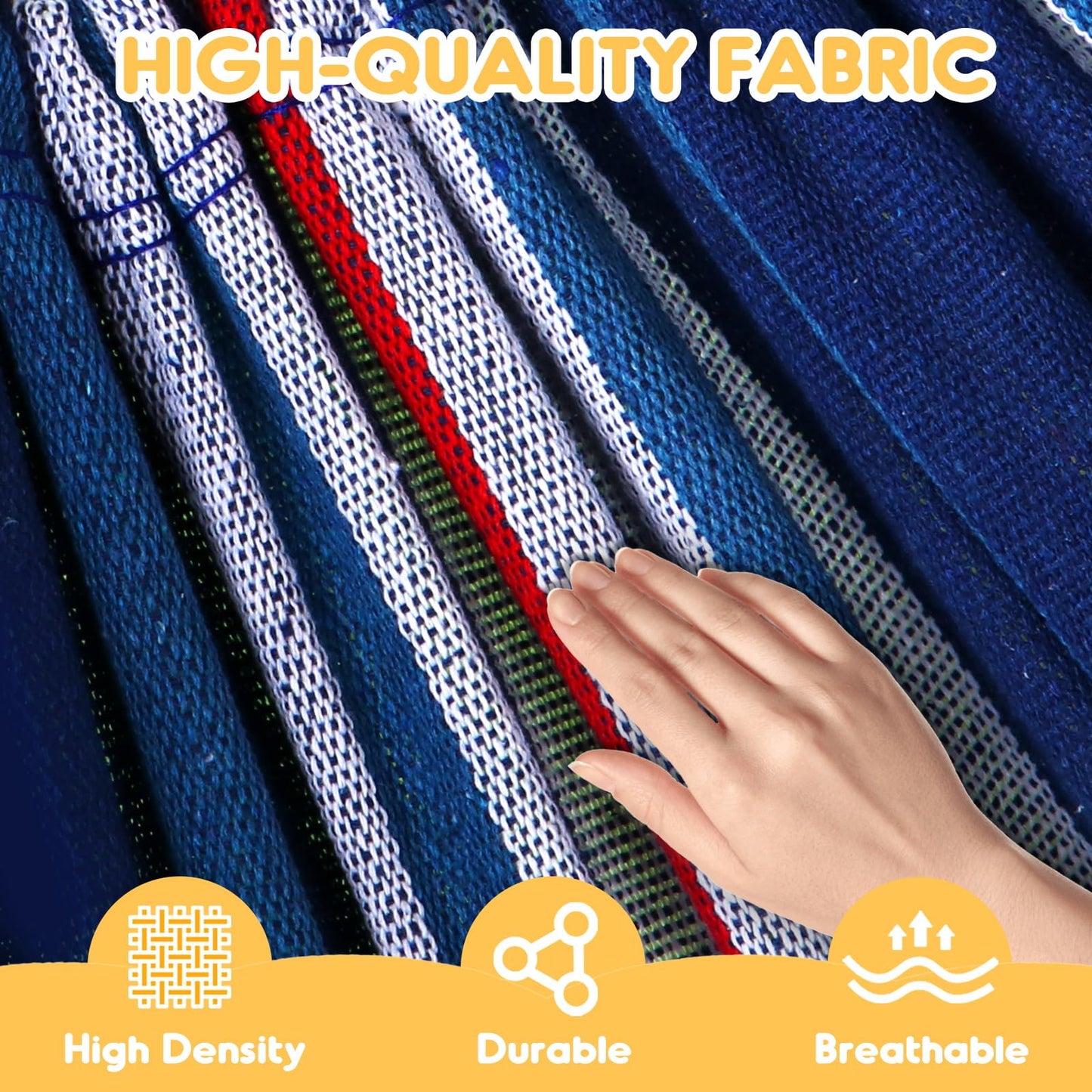 ANYOO Cotton Hammock Portable Camping Hammocks for Hanging Sturdy Garden Comfortable Fabric Hammock with Tree Straps Up to 660lbs with Travel Bag for Camping Outdoor/Indoor Patio Backyard