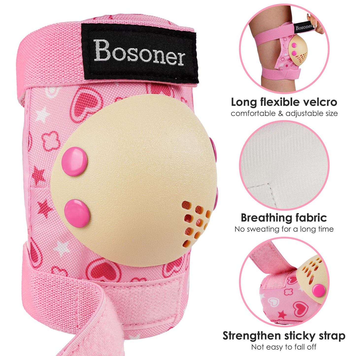 BOSONER Kids/Youth Knee Pad Elbow Pads for Roller Skates Cycling BMX Bike Skateboard Inline Rollerblading, Skating Skatings Scooter Riding Sports