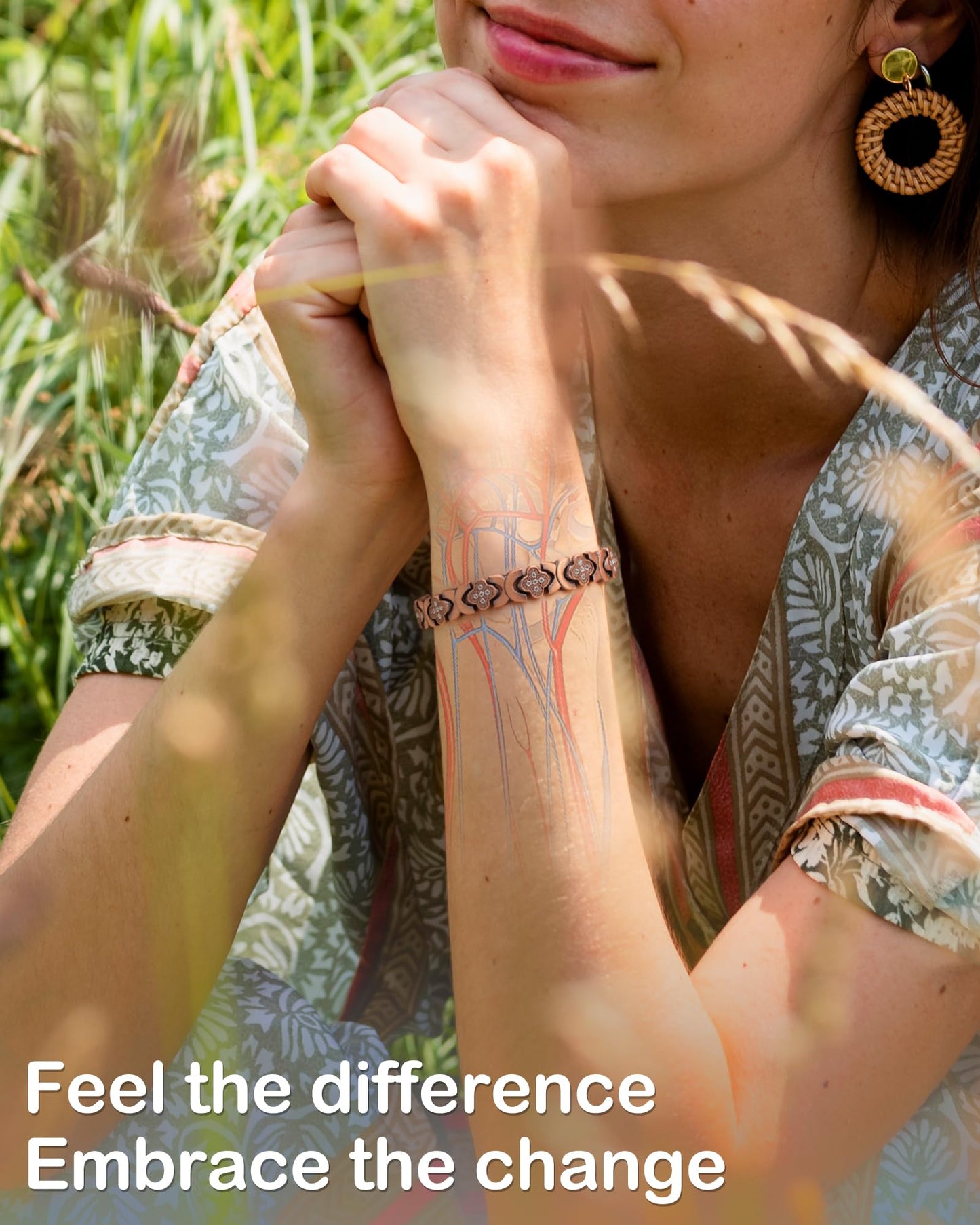 Feraco Pure Copper Bracelets for Women, Ultra Strength Magnetic Therapy Bracelet for Pain Relief with Neodymium Magnets & Sparkling Cubic Zirconia, Adjustable, Infinite Clover Jewelry