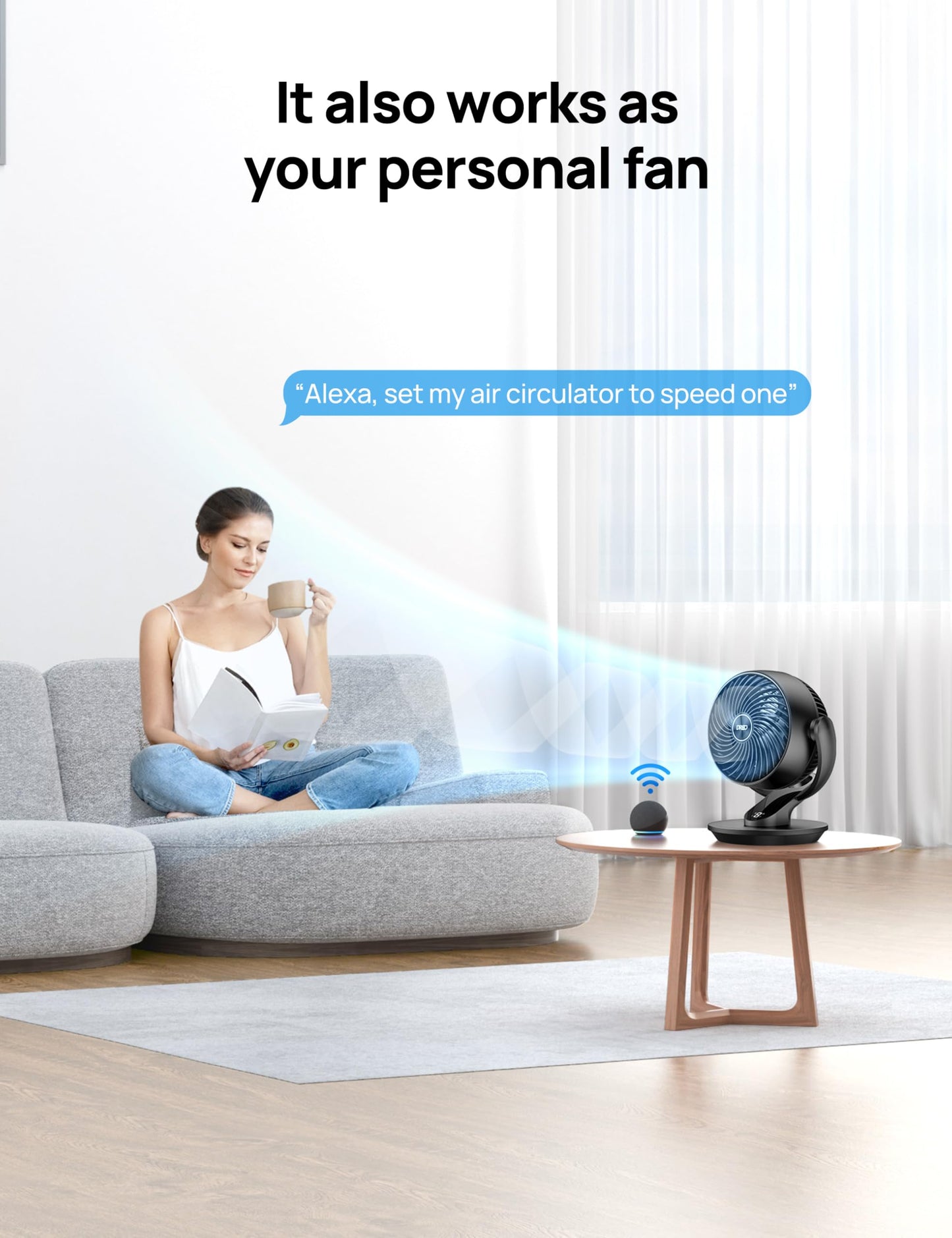 DREO Fan for Bedroom, 13-Inch Oscillating Table Air Circulator Fan for Whole Room, 120° Tilt Adjustment, 28dB Ultra-Quiet, 70ft Powerful Airflow, 4 Speeds Desk Fans with Remote for Home, Office