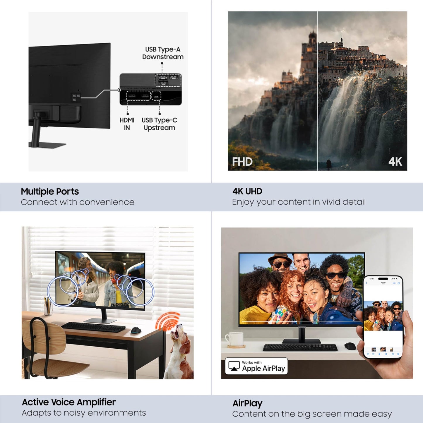 Samsung 43” Smart Monitor M7 (M70F) 4K UHD Display, Samsung Vision AI, Smart TV Apps, Gaming Hub, USB-C, HDMI and USB-A, Black, LS43FM702UNXZA, 2025