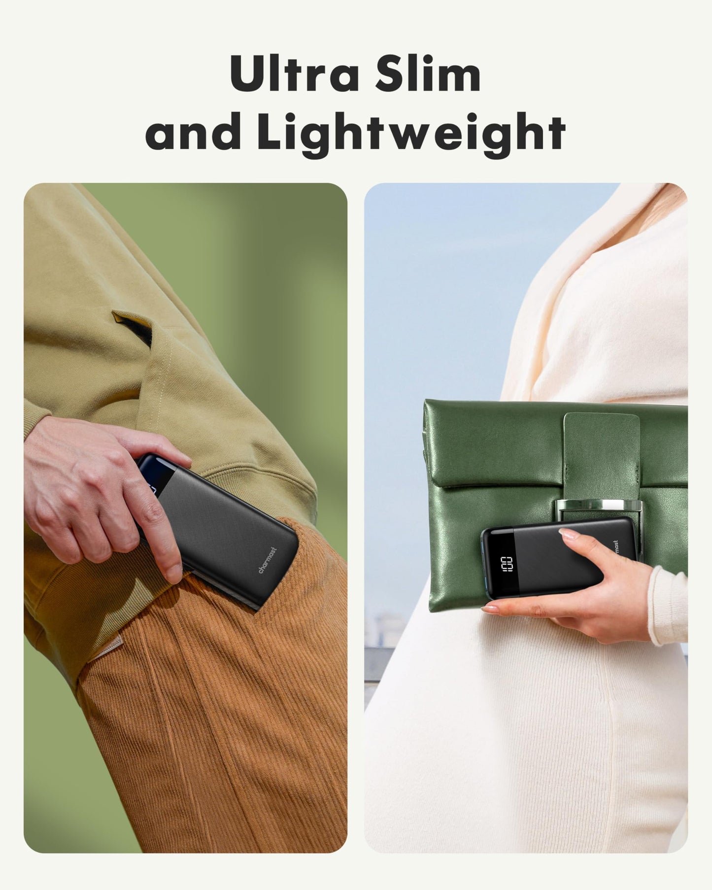 charmast Portable Charger with Built in Cables, Power Bank with Cords Wires, Slim 10000mAh Travel Battery Pack 6 Outputs 3 Inputs 6A Fast Charging for Samsung Google Pixel LG Moto iPhone iPad