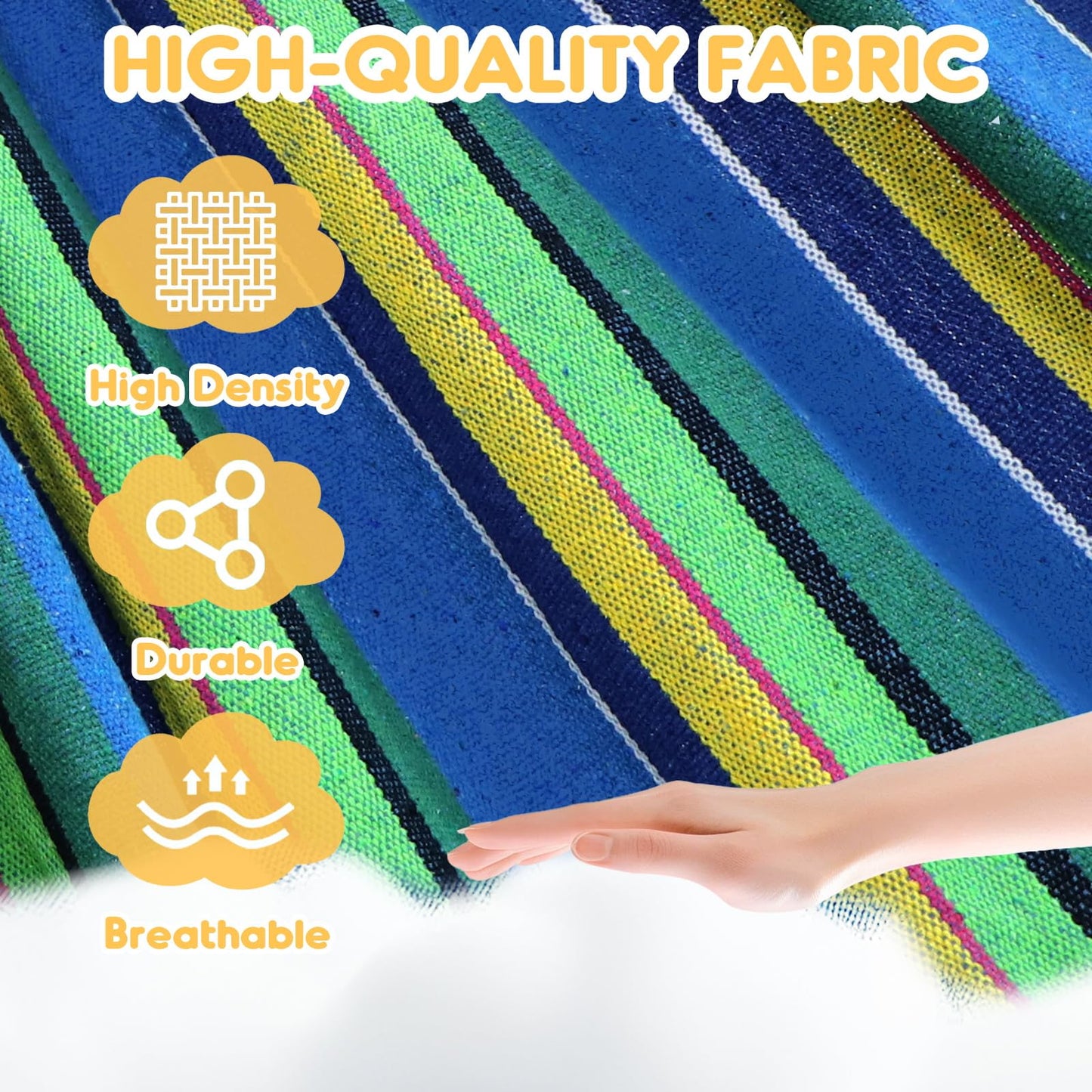 ANYOO Cotton Hammock Portable Camping Hammocks for Hanging Sturdy Garden Comfortable Fabric Hammock with Tree Straps Up to 660lbs with Travel Bag for Camping Outdoor/Indoor Patio Backyard