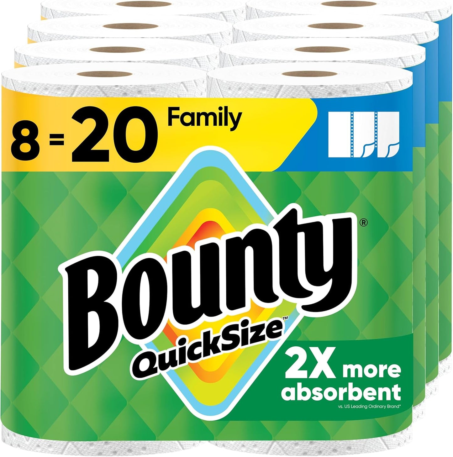 Bounty Paper Towels Quick Size, White, 16 Family Rolls = 40 Regular Rolls