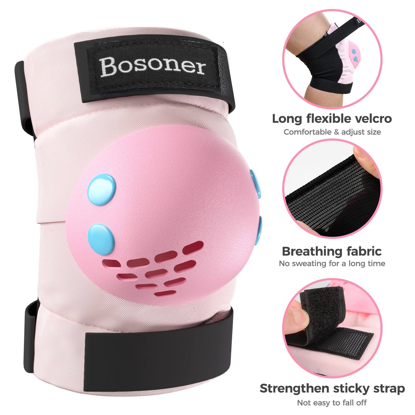 BOSONER Kids/Youth Knee Pad Elbow Pads for Roller Skates Cycling BMX Bike Skateboard Inline Rollerblading, Skating Skatings Scooter Riding Sports