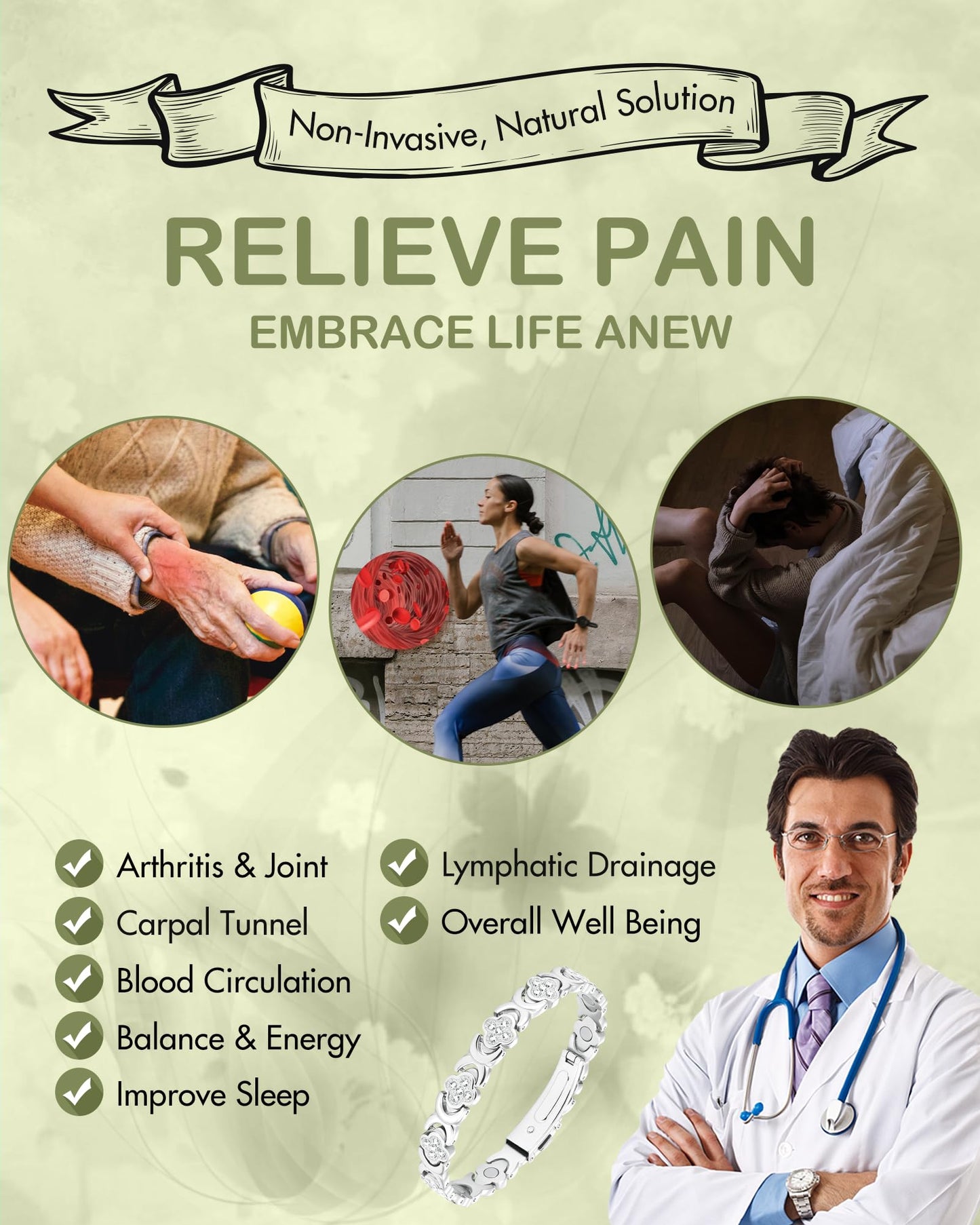 Feraco Pure Copper Bracelets for Women, Ultra Strength Magnetic Therapy Bracelet for Pain Relief with Neodymium Magnets & Sparkling Cubic Zirconia, Adjustable, Infinite Clover Jewelry