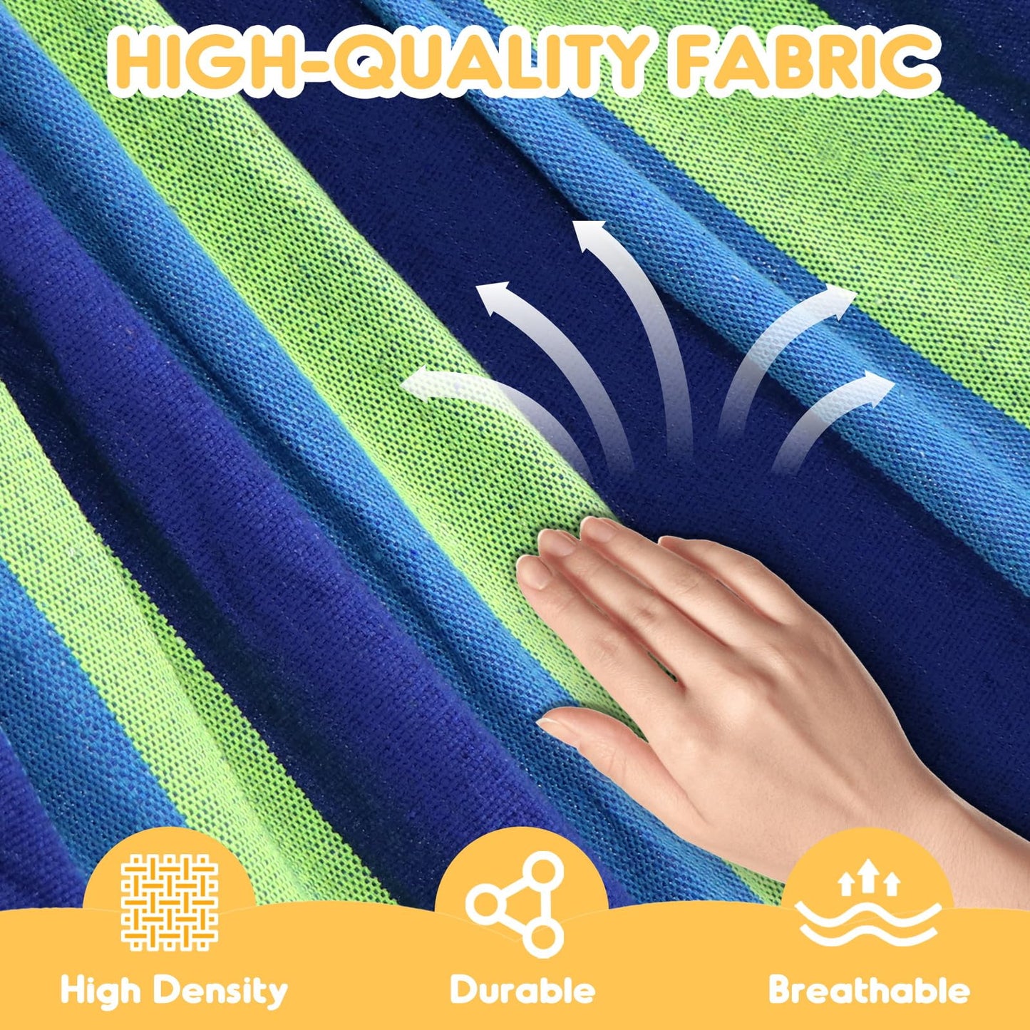ANYOO Cotton Hammock Portable Camping Hammocks for Hanging Sturdy Garden Comfortable Fabric Hammock with Tree Straps Up to 660lbs with Travel Bag for Camping Outdoor/Indoor Patio Backyard