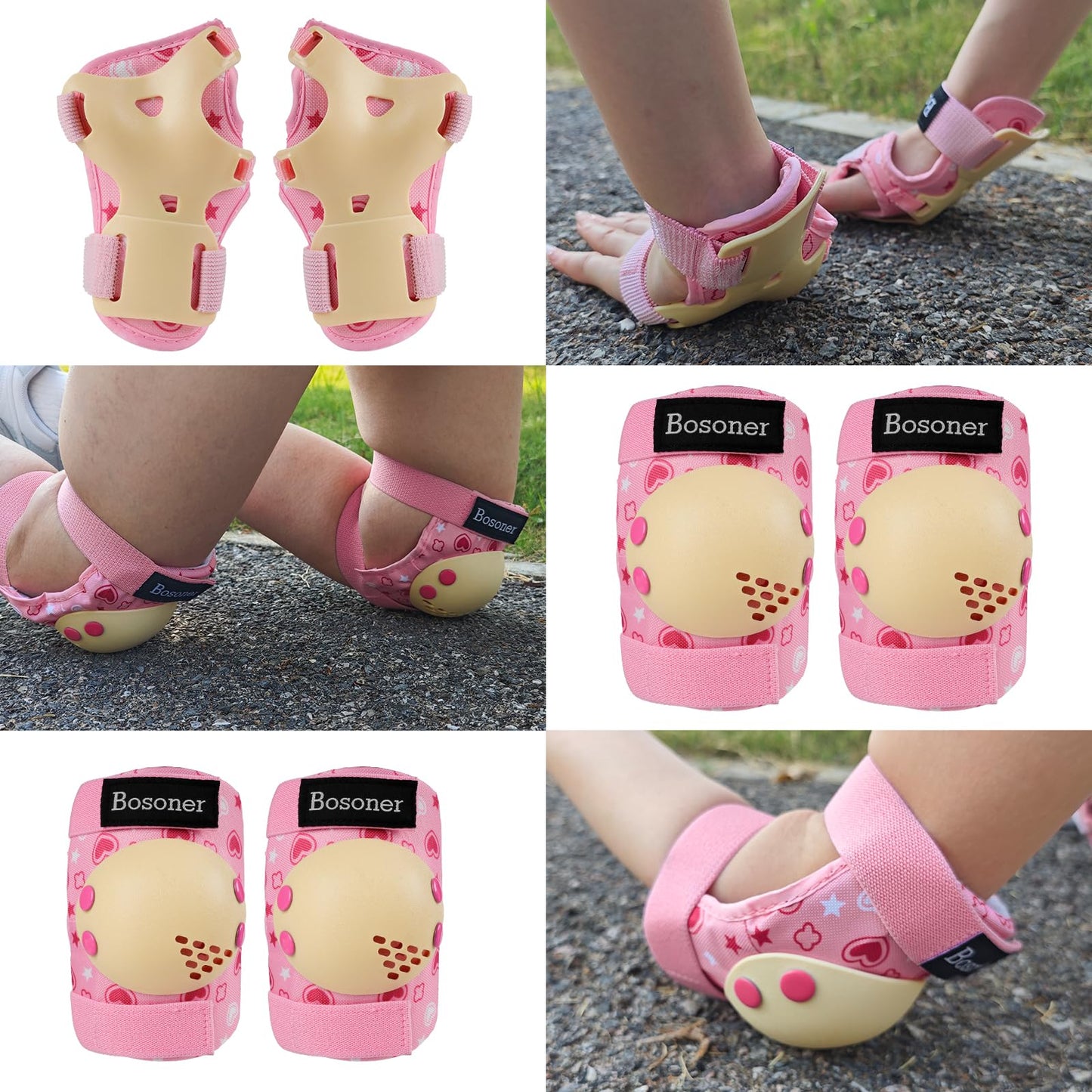 BOSONER Kids/Youth Knee Pad Elbow Pads for Roller Skates Cycling BMX Bike Skateboard Inline Rollerblading, Skating Skatings Scooter Riding Sports