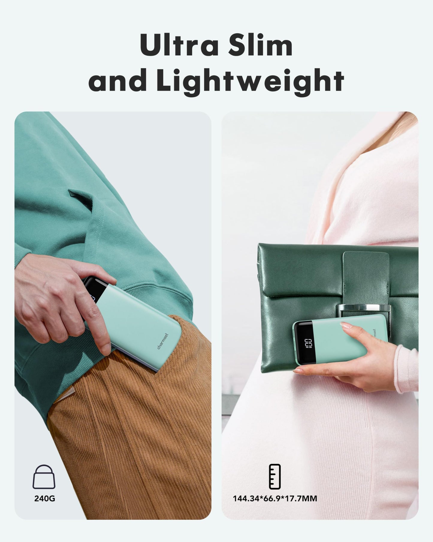 charmast Portable Charger with Built in Cables, Power Bank with Cords Wires, Slim 10000mAh Travel Battery Pack 6 Outputs 3 Inputs 6A Fast Charging for Samsung Google Pixel LG Moto iPhone iPad