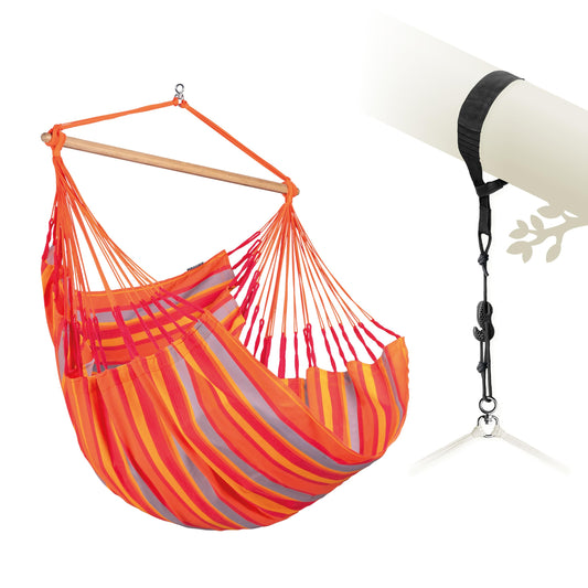 LA SIESTA® - XL King Domingo Hammock Swing Chair - Weather & Tear Resistant Hanging Hammock Chair - Indoor Outdoor Hammock Chair Swing - Hanging Chair for Patio Porch Bedroom - Max 355 Lbs, Cedar