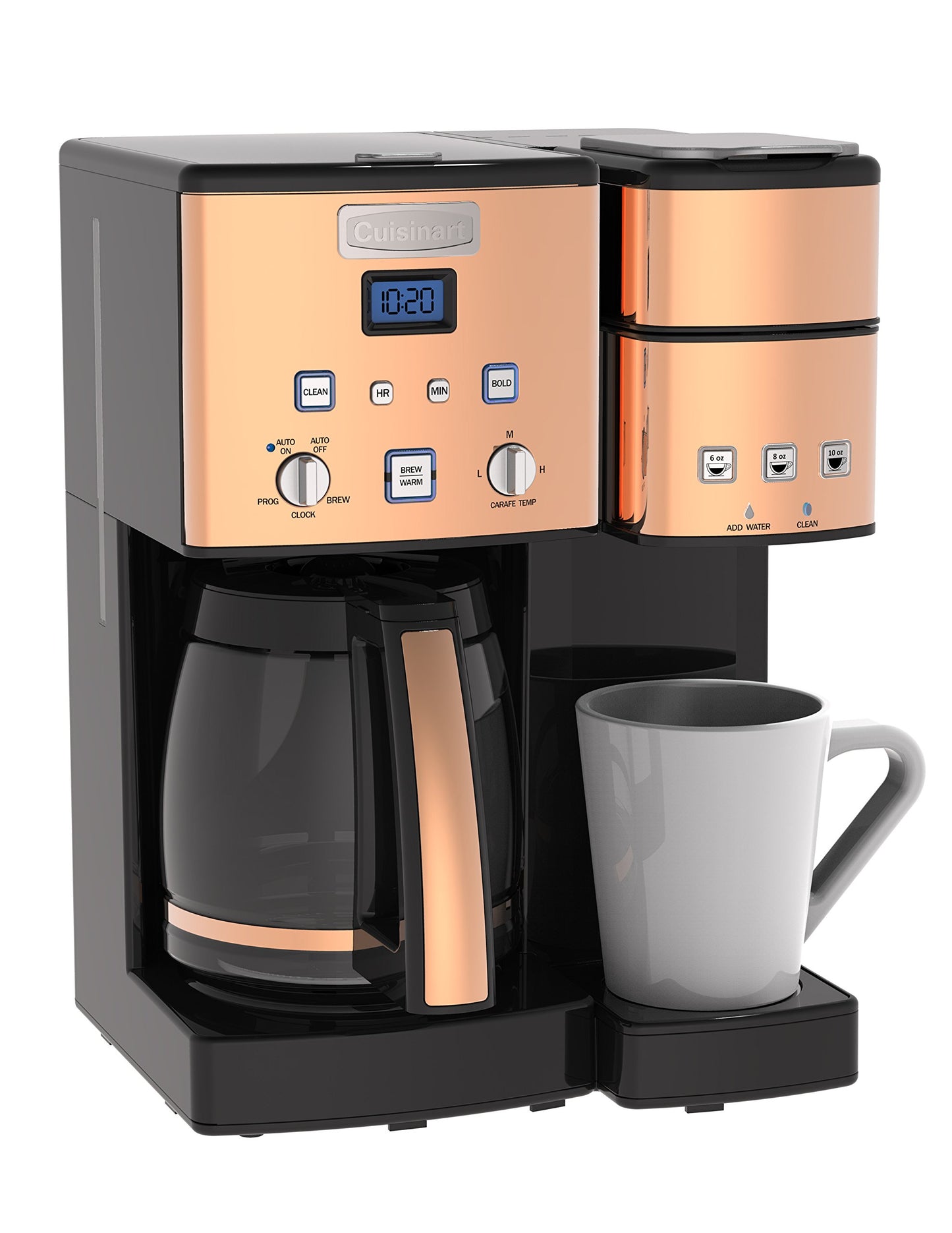 Cuisinart Single Serve + 12 Cup Coffee Maker, Offers 3-Sizes: 6-Ounces, 8-Ounces and 10-Ounces, Stainless Steel, SS-15CP, Copper