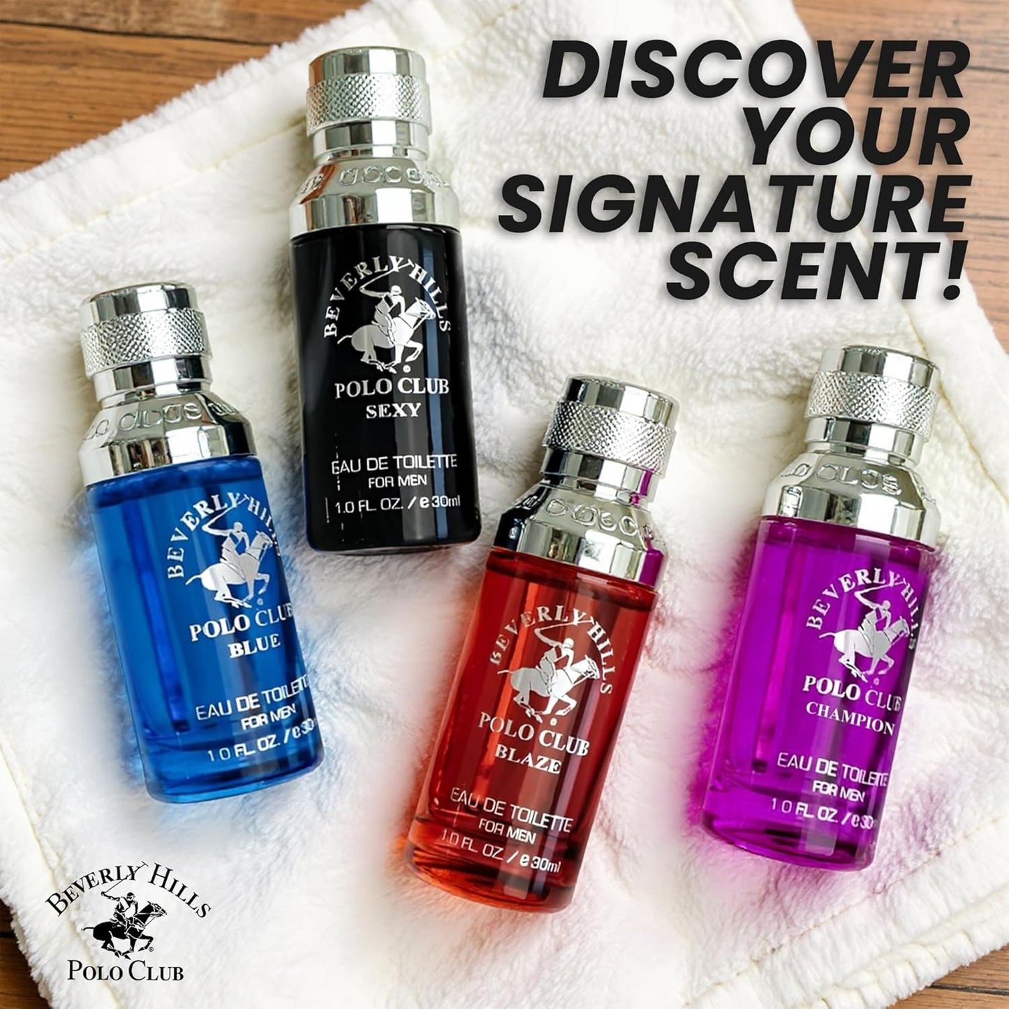 Beverly Hills Polo Club Men's 4-Cologne Gift Set | Diverse Scents & Deluxe Tin Box | Premium Eau de Toilette Collection for Him | Perfect Travel & Discovery Set