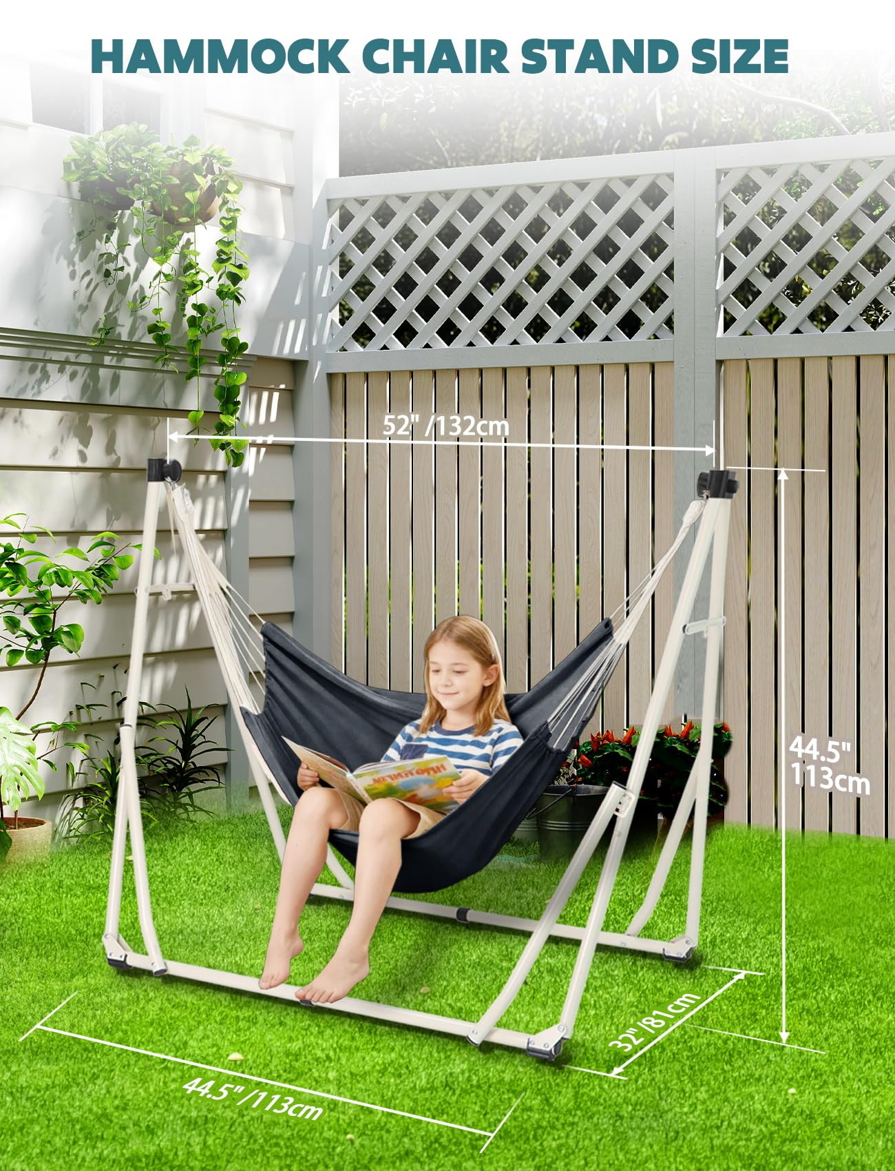 Anyoo 2 in 1 Hammock and Swinging Chair with Collapsible Steel Stand & Carrying Case,Portable & Adjustable,Easy Set Up for Outdoor,Indoor,Porch Swing,Patio,Garden,Camping Trip