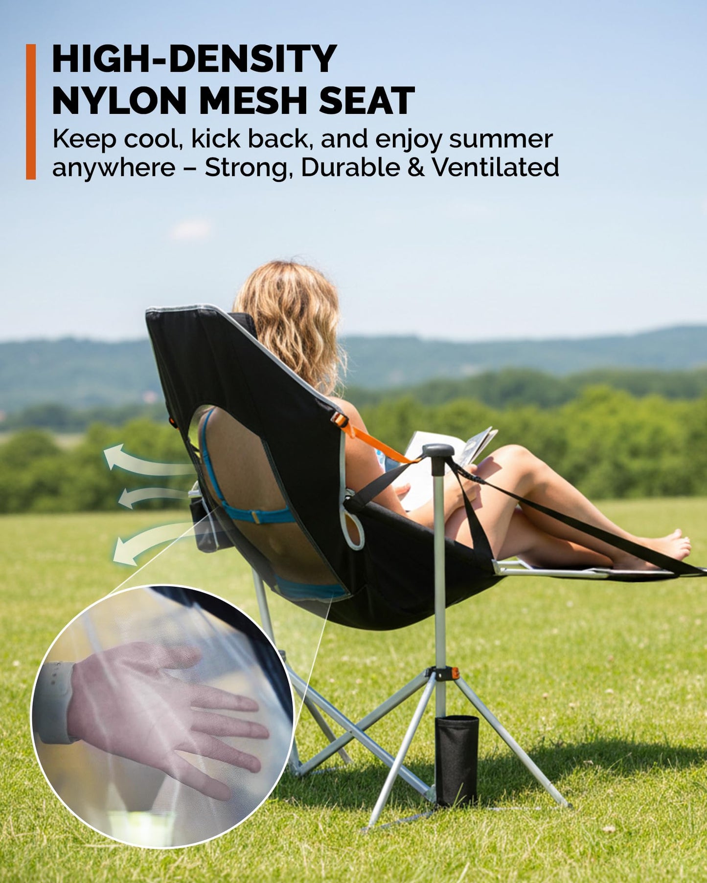 KingCamp Hammock Chair with Footrest – Heavy Duty Swinging Rocking Camping Chairs for Adults up to 400lbs, Folding Portable Oversized Rocker with Cup Holder & Pillow for Outdoor Beach Lawn RV Sports