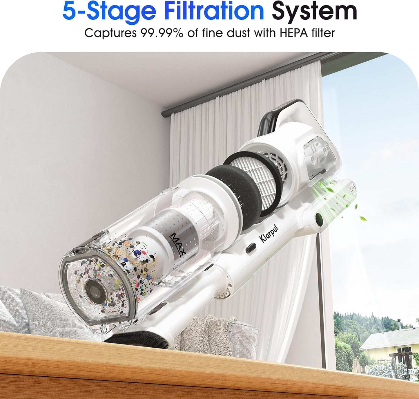 Cordless Vacuum Cleaner, Upgraded 650W 55KPA 70Mins Runtime Fast Charging Self-Standing Vacuum Cleaners for Home, LED Light Touch Screen Vacuum Cleaner Light Weight,for Pet Hair/Floor, White