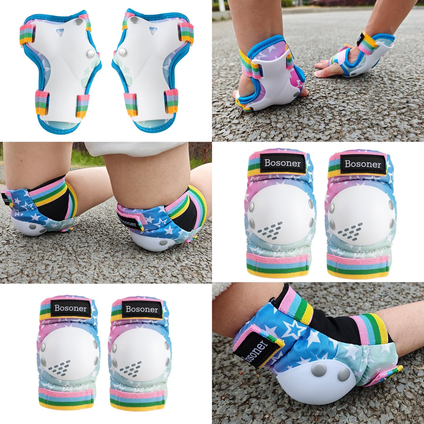BOSONER Kids/Youth Knee Pad Elbow Pads for Roller Skates Cycling BMX Bike Skateboard Inline Rollerblading, Skating Skatings Scooter Riding Sports