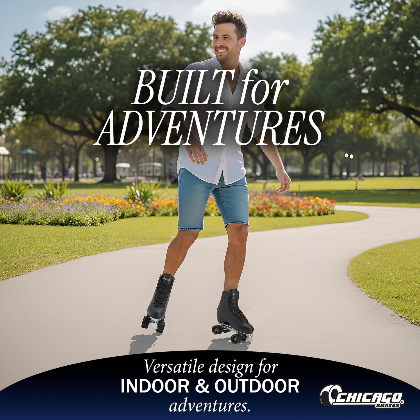 Chicago Quad Roller Skates for Women & Men – Durable, Top Performance Indoor/Outdoor Use or Roller Derby - Classic Deluxe Leather High-Top Boots with 60mm Urethane Wheels & Semi-Precision Bearings