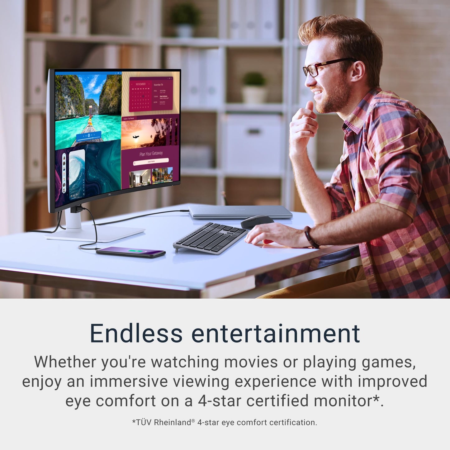 Dell 34 Plus USB-C Curved Monitor - S3425DW - 34-inch (3440 x 1440) up to 120 Hz 21:9 Display, VA Panel, AMD FreeSync Premium, 99% sRGB, 95% DCI-P3, Integrated Speakers, 3000:1 Contrast Ratio