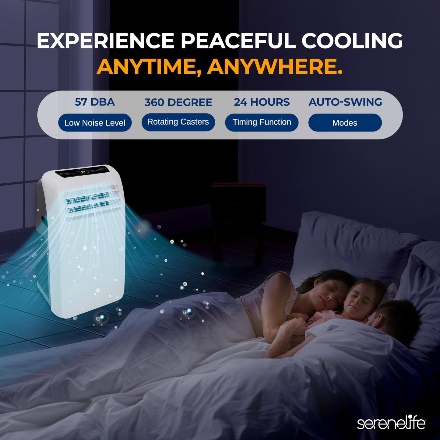 SereneLife 3-in-1 Portable Air Conditioner with Built-in Dehumidifier Function,Fan Mode, Remote Control, Complete Window Mount Exhaust Kit