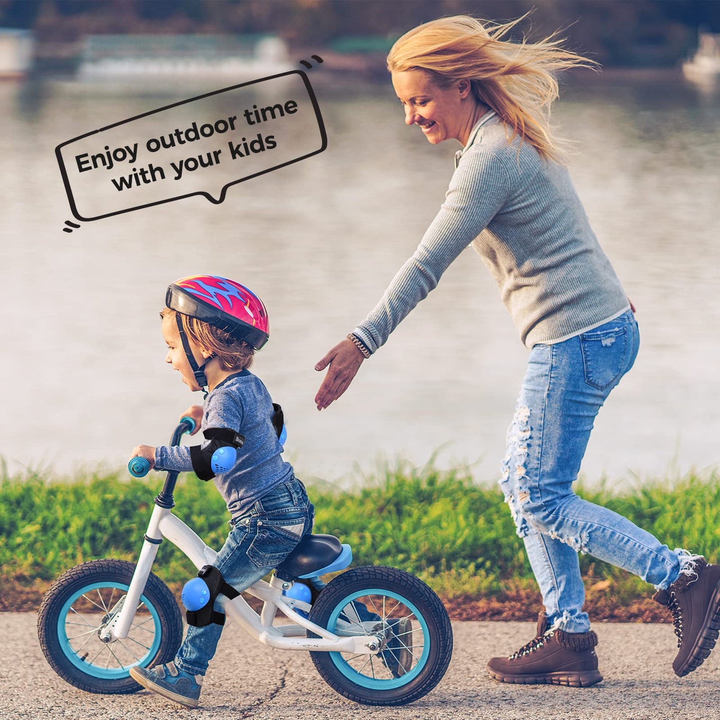 BOSONER Kids/Youth Knee Pad Elbow Pads for Roller Skates Cycling BMX Bike Skateboard Inline Rollerblading, Skating Skatings Scooter Riding Sports