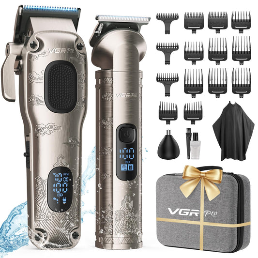 Hair Clippers for Men Professional, Cordless Hair Clippers for Hair Cutting, Mens Clippers and Trimmers Set, Electric Hair Trimmer for Men with Package Box (Gray)