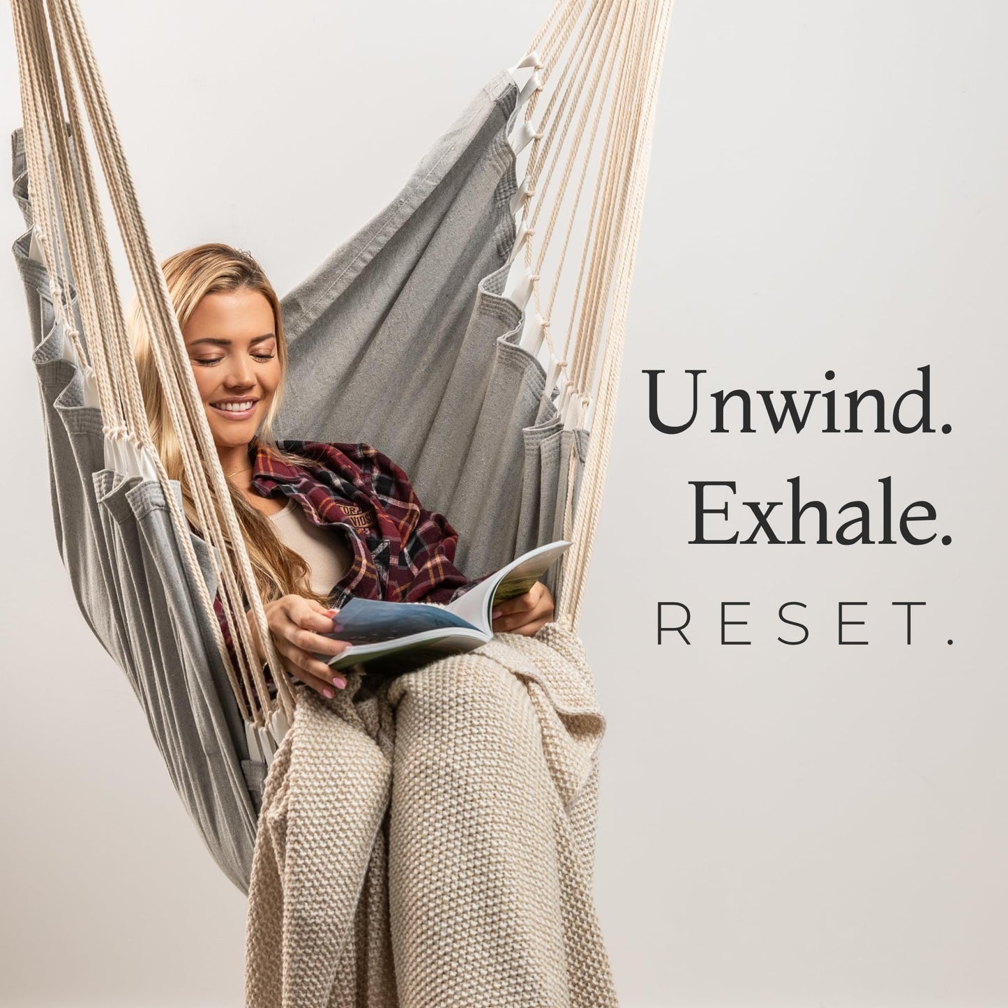 Hanging Hammock Chair Swing – Hanging Chair Outdoor & Indoor - Hammock Swing Chair – Quick & Easy Setup with Hardware Kit – Durable & Spacious Full Body Support – Holds 440 Lbs