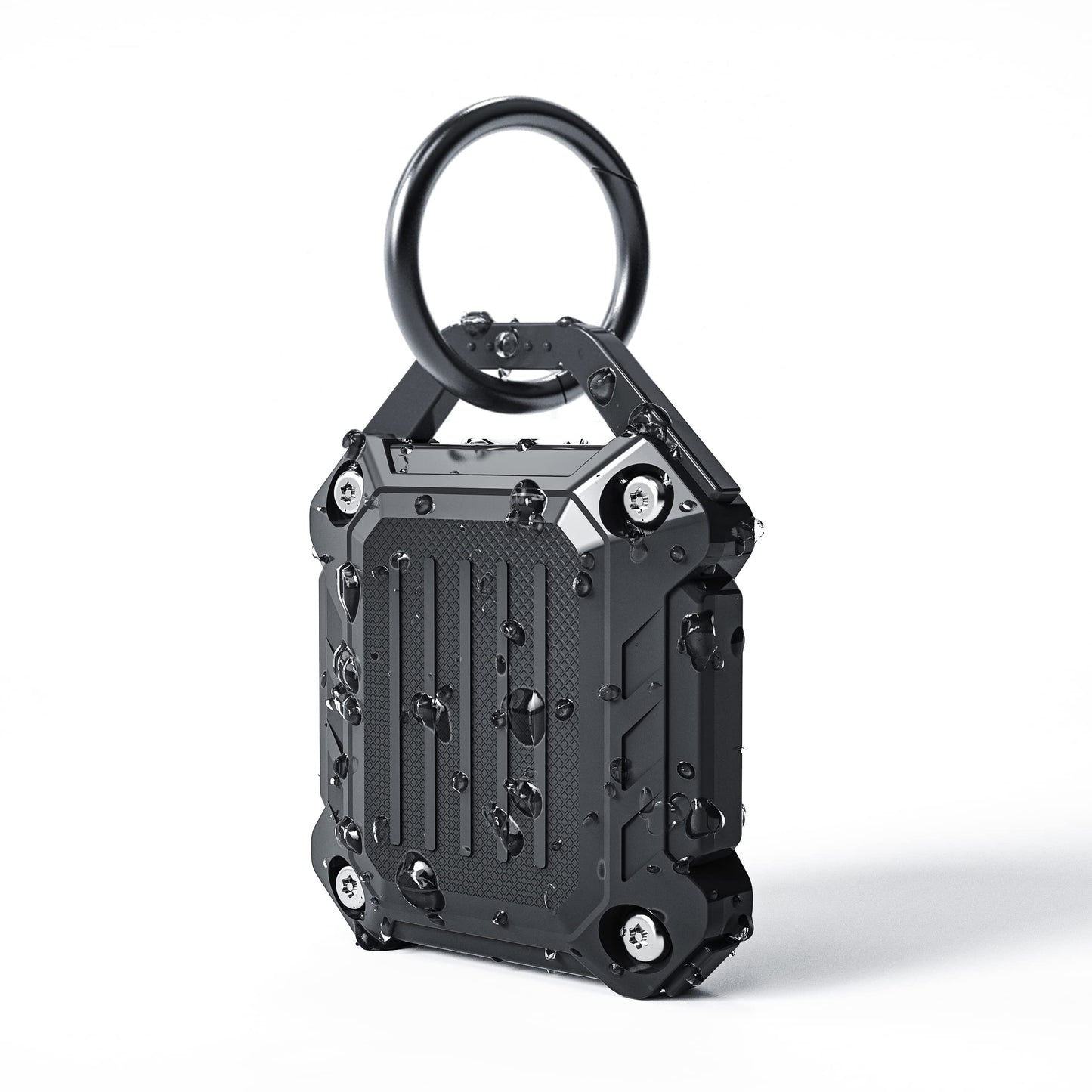 Dovick- Waterproof Airtag Keychain Holder Case,Screw Full Cover Compatible with Apple Air Tag Tracker Key Ring (Black 2Pack)