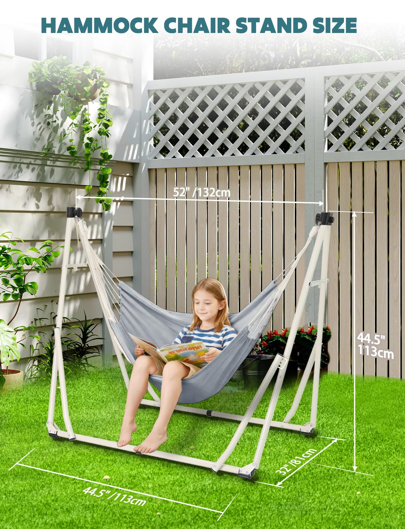 Anyoo 2 in 1 Hammock and Swinging Chair with Collapsible Steel Stand & Carrying Case,Portable & Adjustable,Easy Set Up for Outdoor,Indoor,Porch Swing,Patio,Garden,Camping Trip