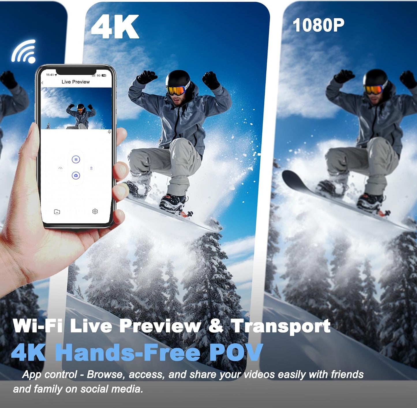 4K Mini Body Camera - Thumb Sports Action Cam 128GB with Audio, Wearable Hands-Free Chest Pov Recording, Helmet Mount & Magnetic Personal Clip On Camcorders - For Cap Shirt Outoor Cycling Skiing