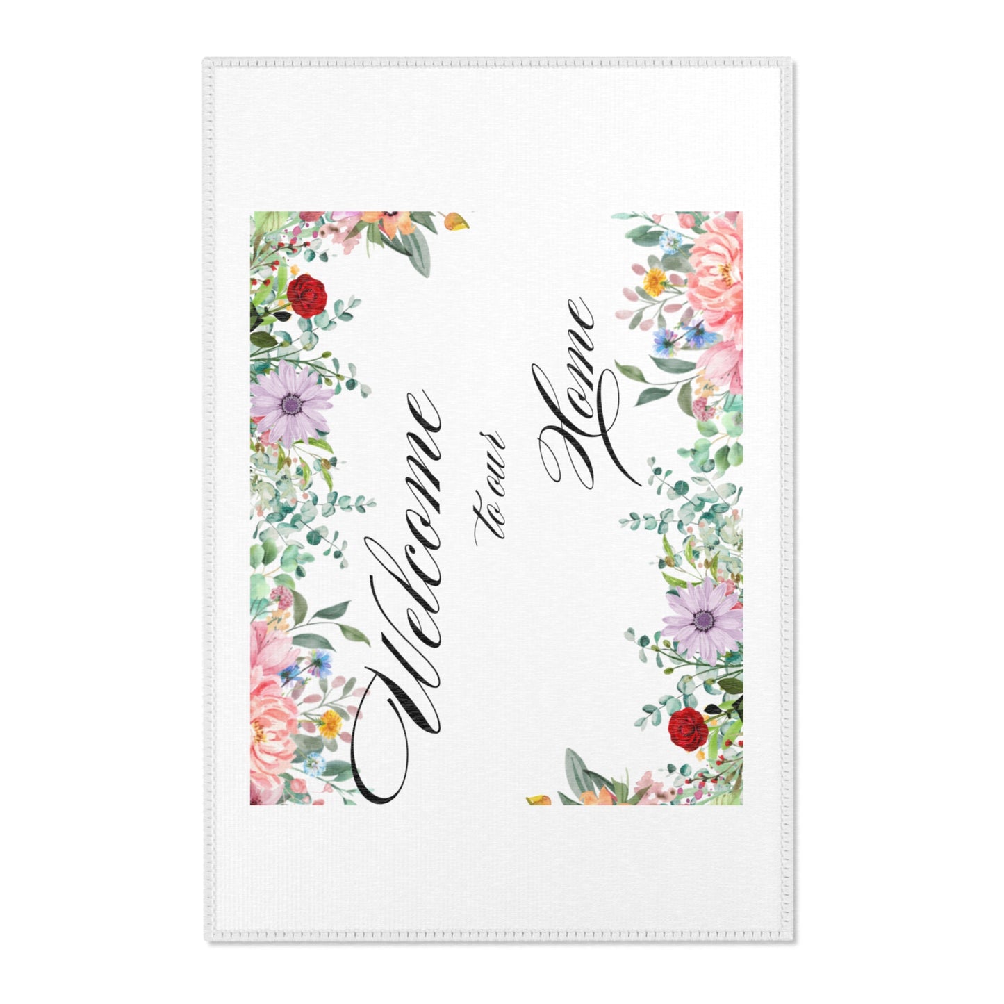 Simple Expressions Floral Welcome Area Rug - Home Decor with Inspirational Message