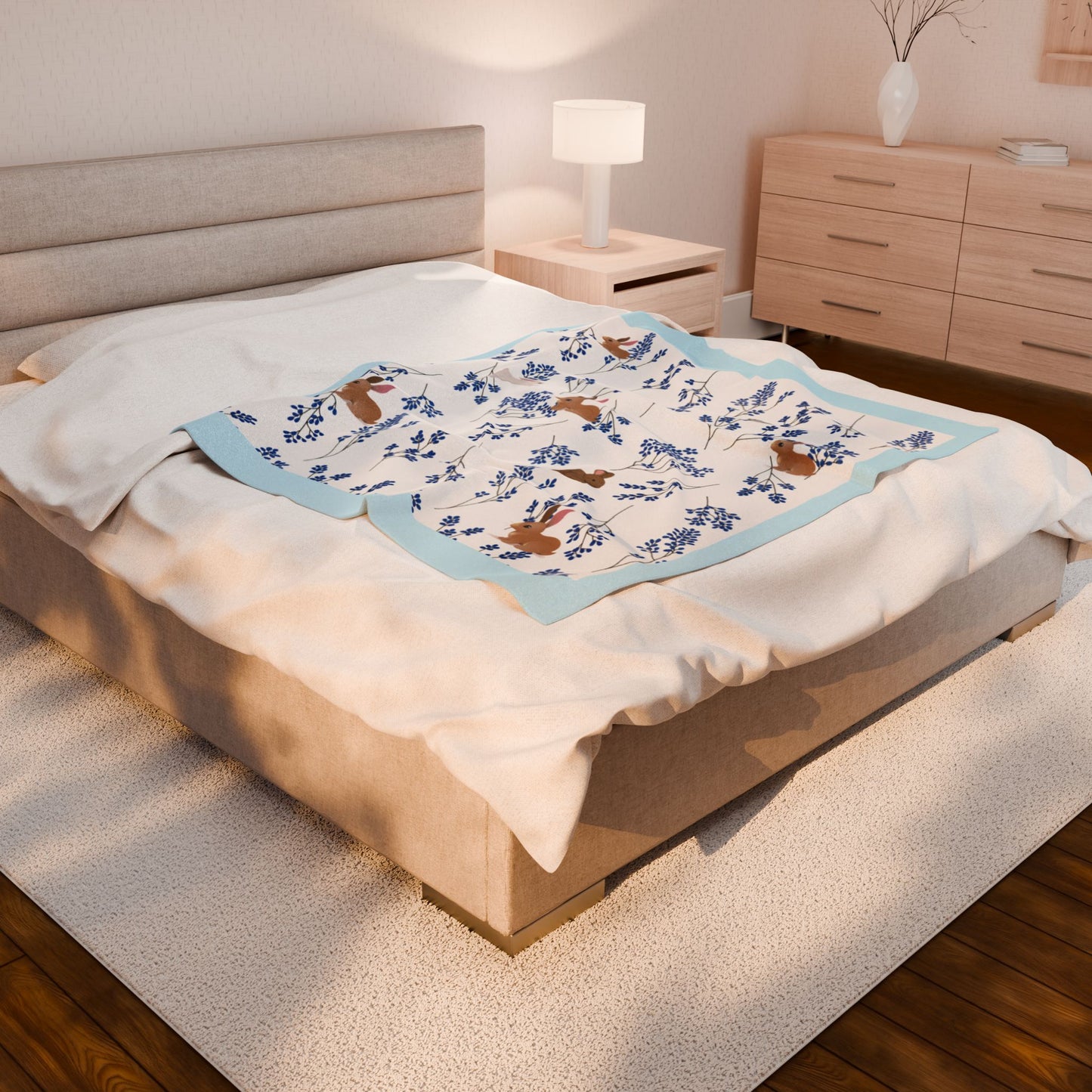 Simple Expressions- Bunny Velveteen Plush Blanket