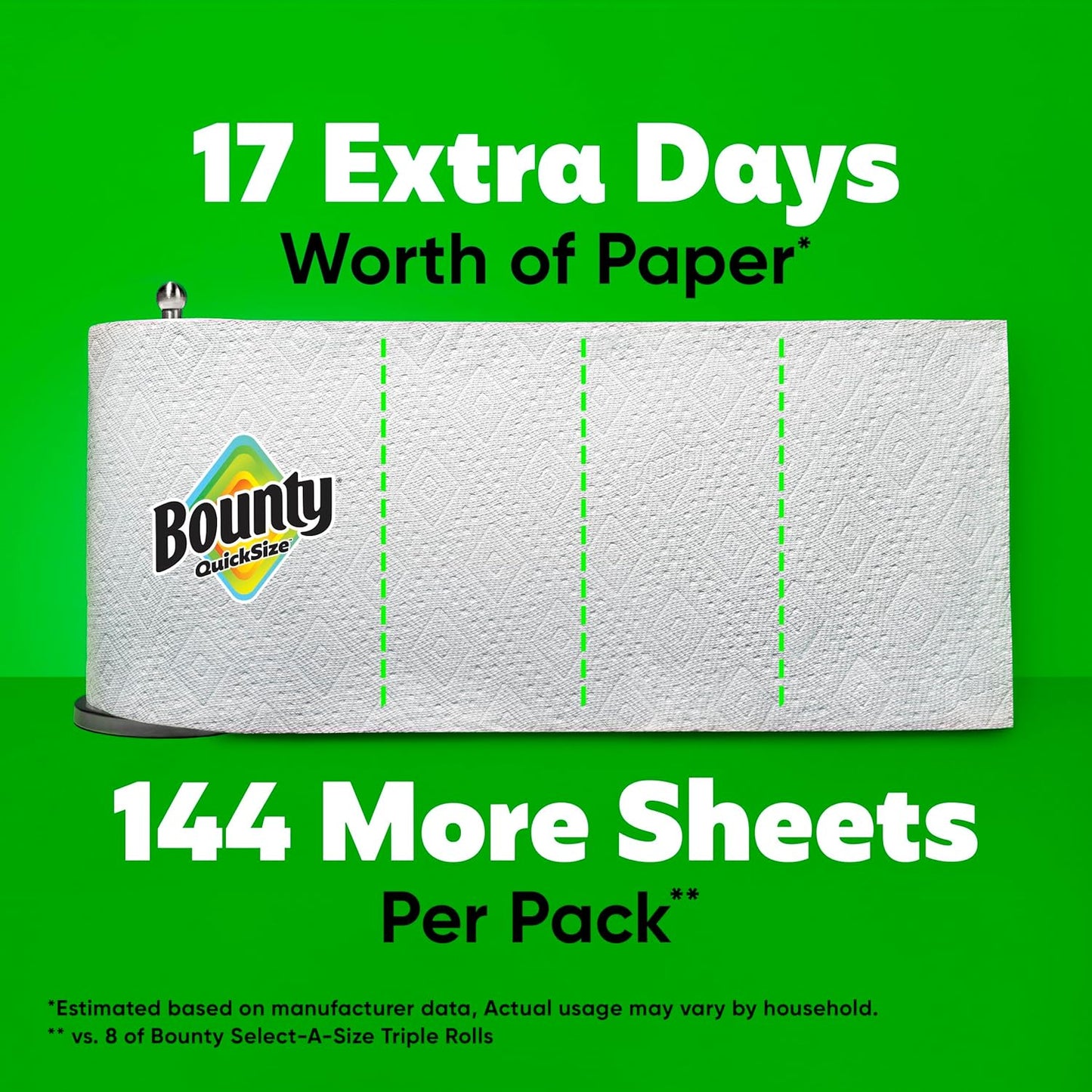 Bounty Paper Towels Quick Size, White, 16 Family Rolls = 40 Regular Rolls