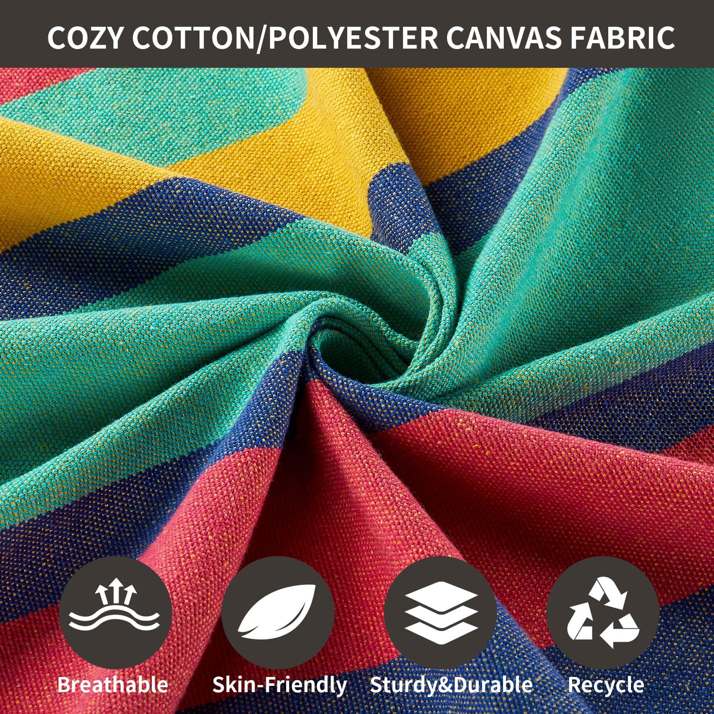 Brazilian Double Hammock with Tree Straps,Extra Large 94x63IN,2 Persons Hammock for Backyard Patio Outdoor Indoor,450lbs Weight Capacity,Soft Woven Cotton Fabric - Natrual White with Tassels