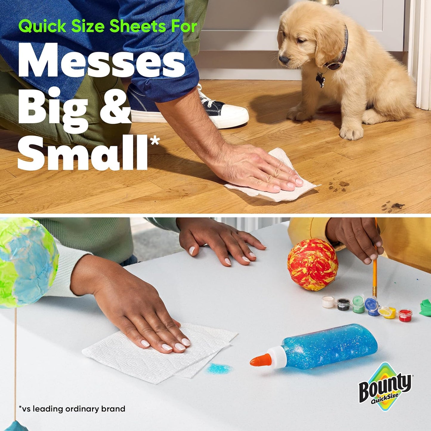 Bounty Paper Towels Quick Size, White, 16 Family Rolls = 40 Regular Rolls